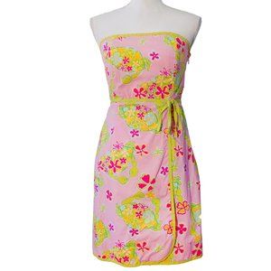 Lilly Pulitzer Pink Sands Muscle Beach Strapless Faux Wrap Dress